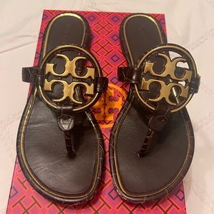 Tory Burch Metal Miller in Coco Bark leather Size 7